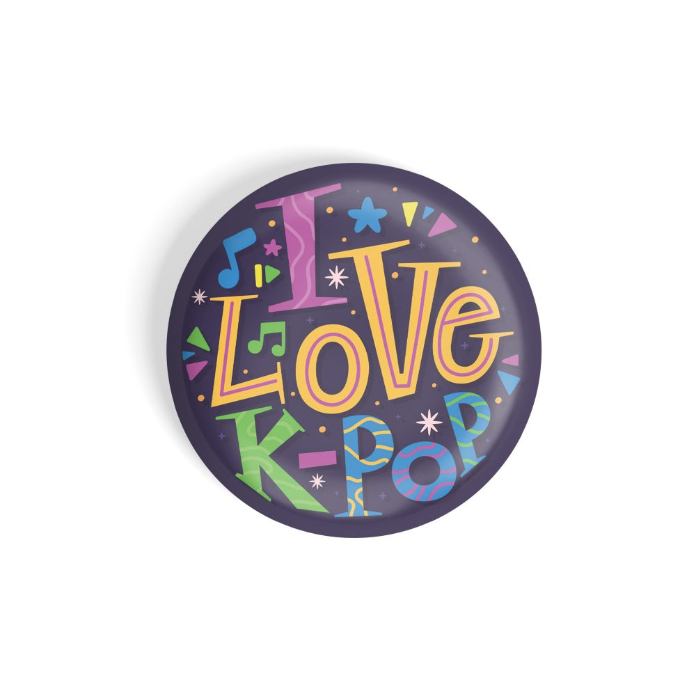 dhcrafts Round Fridge Magnet Quotes Purple I Love K-pop D1 Glossy Finish Design Pack of 1 (75 mm)